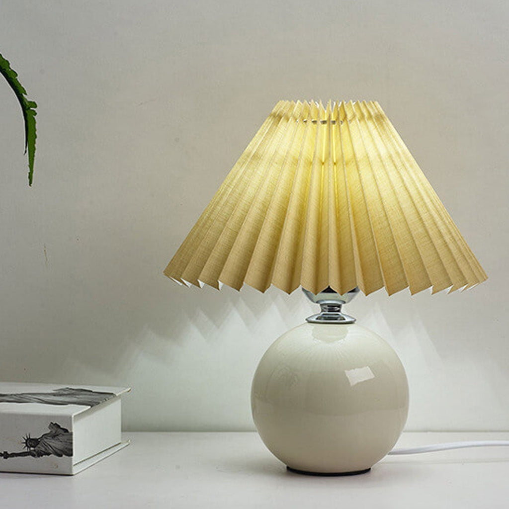 Nordic Ceramic Table Lamp With Pleated Fabric Shade