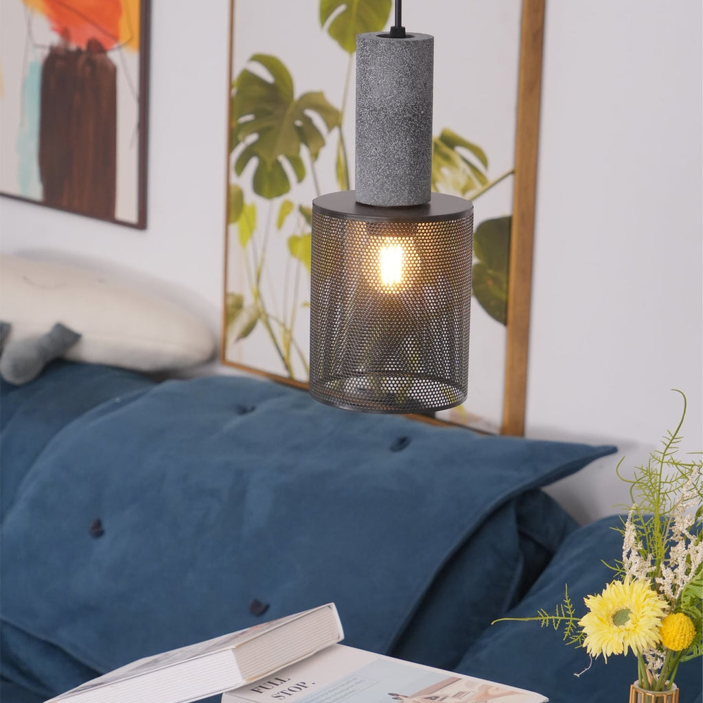 Industrial Concrete Pendant Light With Warm LED Glow — Ashbury Home & Living