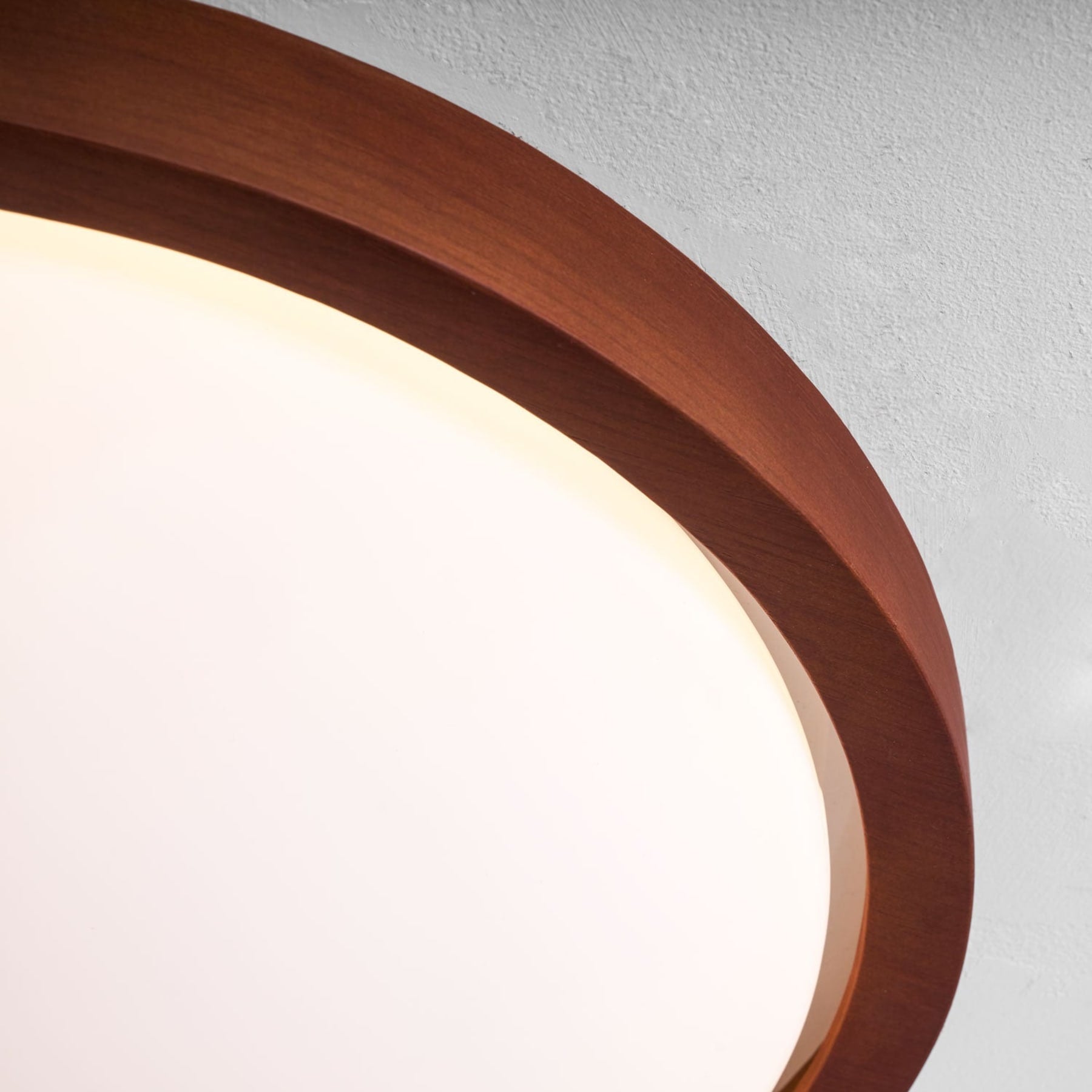 Modern Wood-Effect Fabric Flush Mount Ceiling Light With Tri-Colour Glow — Ashbury Home & Living