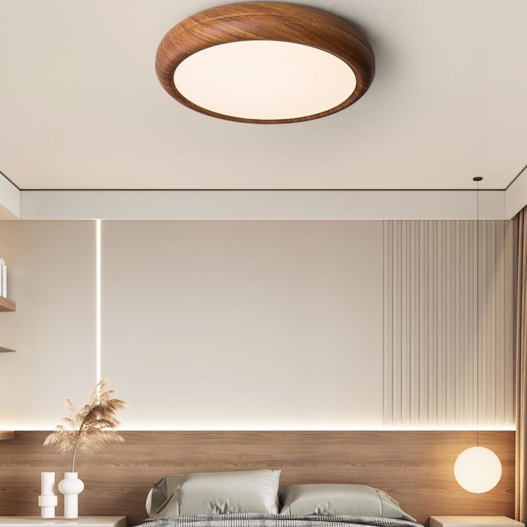Scandinavian Wood Flush Mount Ceiling Light for Living Room — Ashbury Home & Living