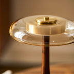 Contemporary Ash Wood And Brass Table Lamp With Glass Shade — Ashbury Home & Living