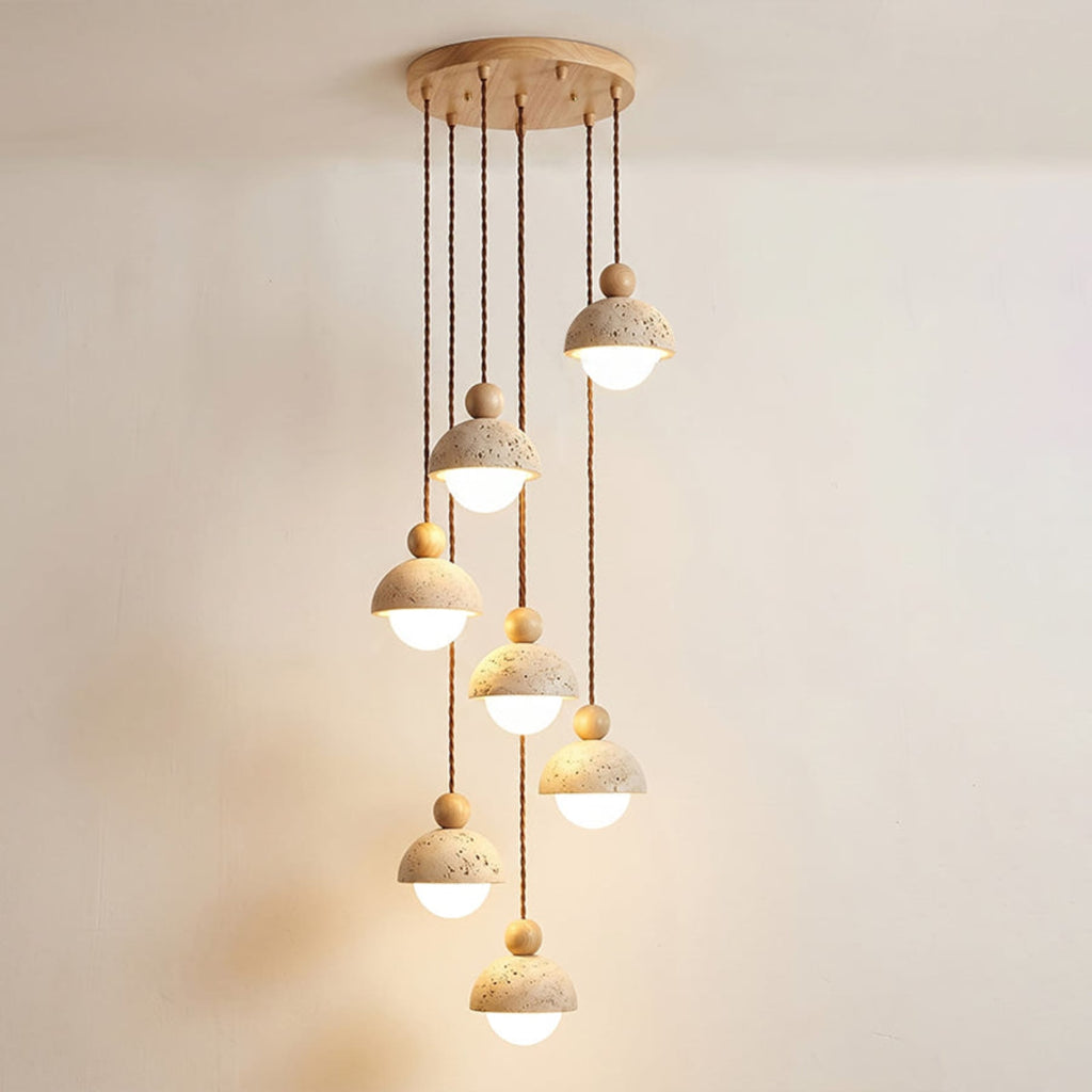 Contemporary Travertine Stone Pendant Light With Dimmable Glow — Ashbury Home & Living