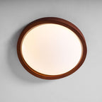 Modern Wood-Effect Fabric Flush Mount Ceiling Light With Tri-Colour Glow — Ashbury Home & Living