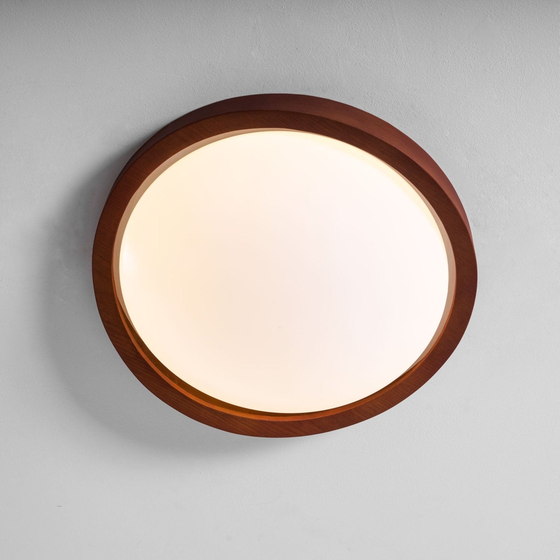 Modern Wood-Effect Fabric Flush Mount Ceiling Light With Tri-Colour Glow — Ashbury Home & Living