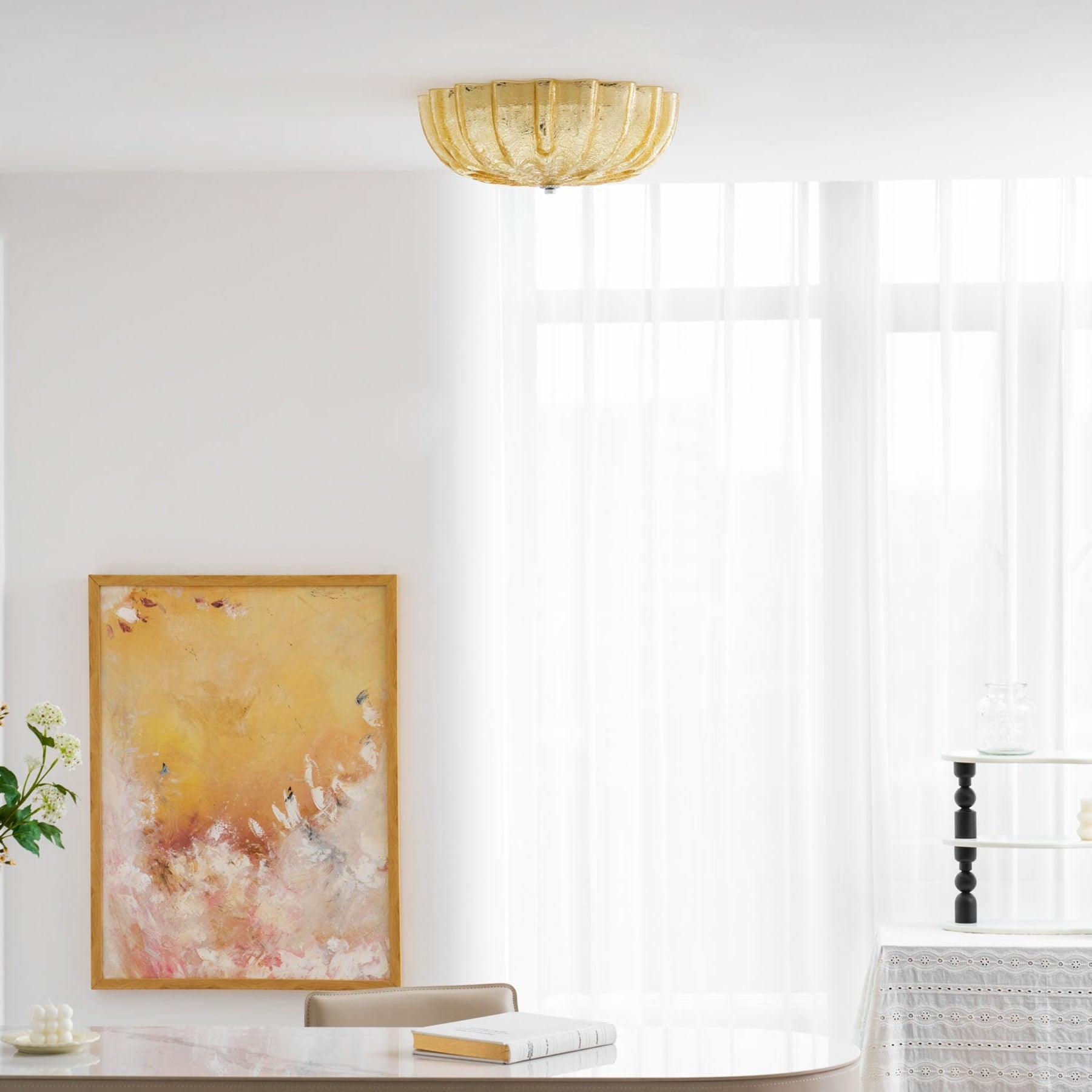 Vintage Glass Flush Mount Ceiling Light for Living Room — Ashbury Home & Living