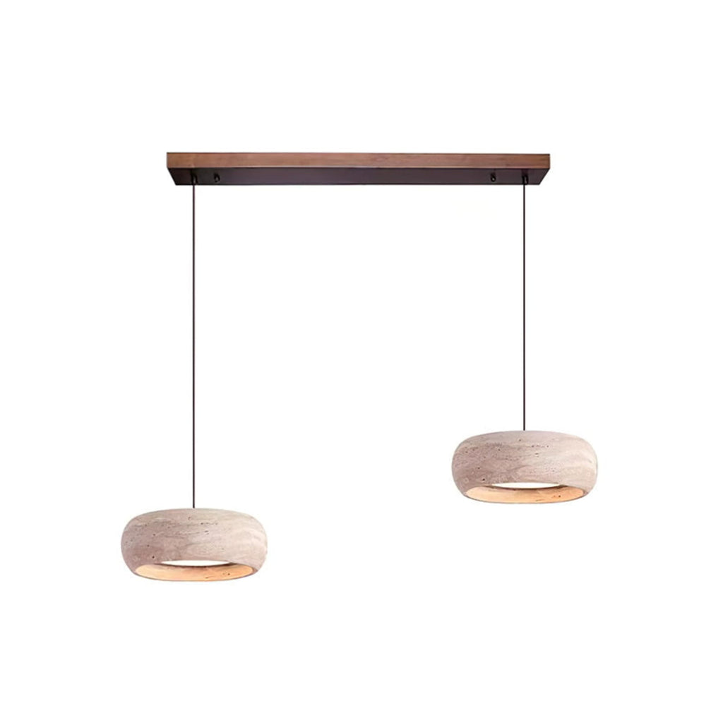 Modern Travertine Stone Pendant Light With Dimmable Remote Control in 2 heads L55 x H7 cm (L21.7" x H2.8") — Ashbury Home & Living