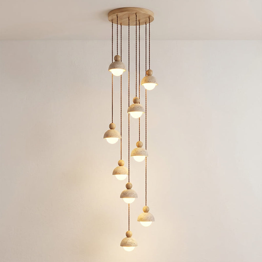 Contemporary Travertine Stone Pendant Light With Dimmable Glow — Ashbury Home & Living