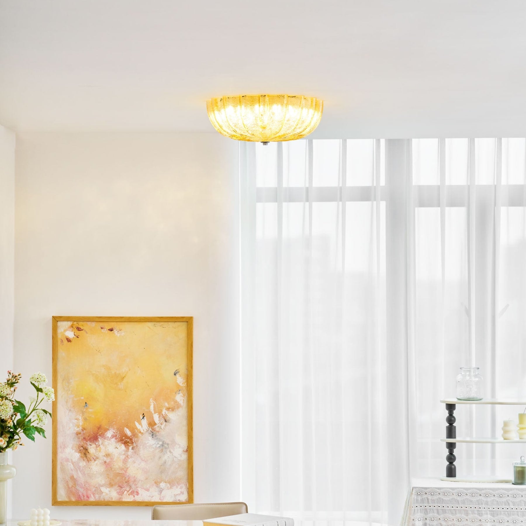 Vintage Glass Flush Mount Ceiling Light for Living Room — Ashbury Home & Living
