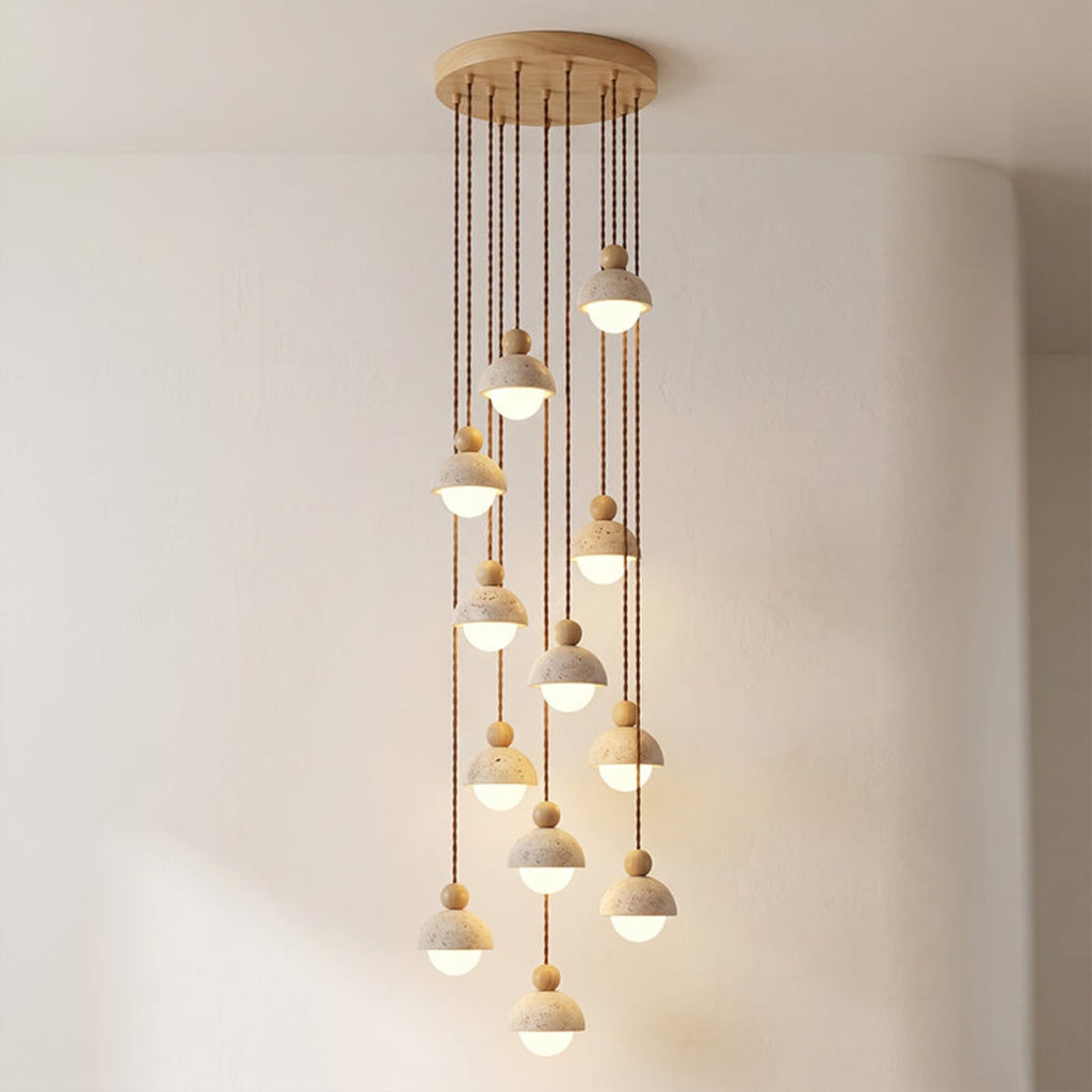 Contemporary Travertine Stone Pendant Light With Dimmable Glow — Ashbury Home & Living