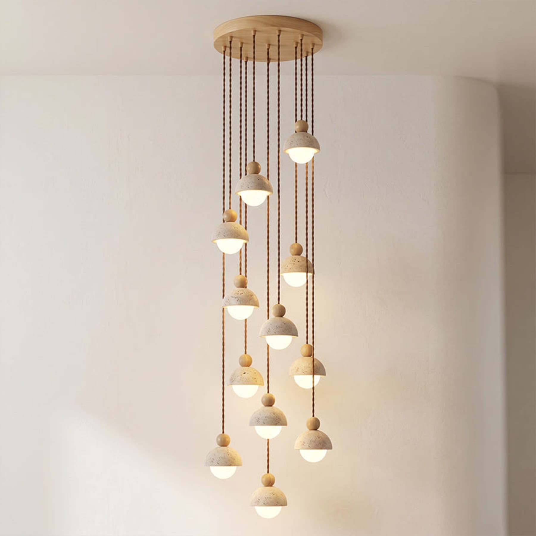 Contemporary Travertine Stone Pendant Light With Dimmable Glow — Ashbury Home & Living