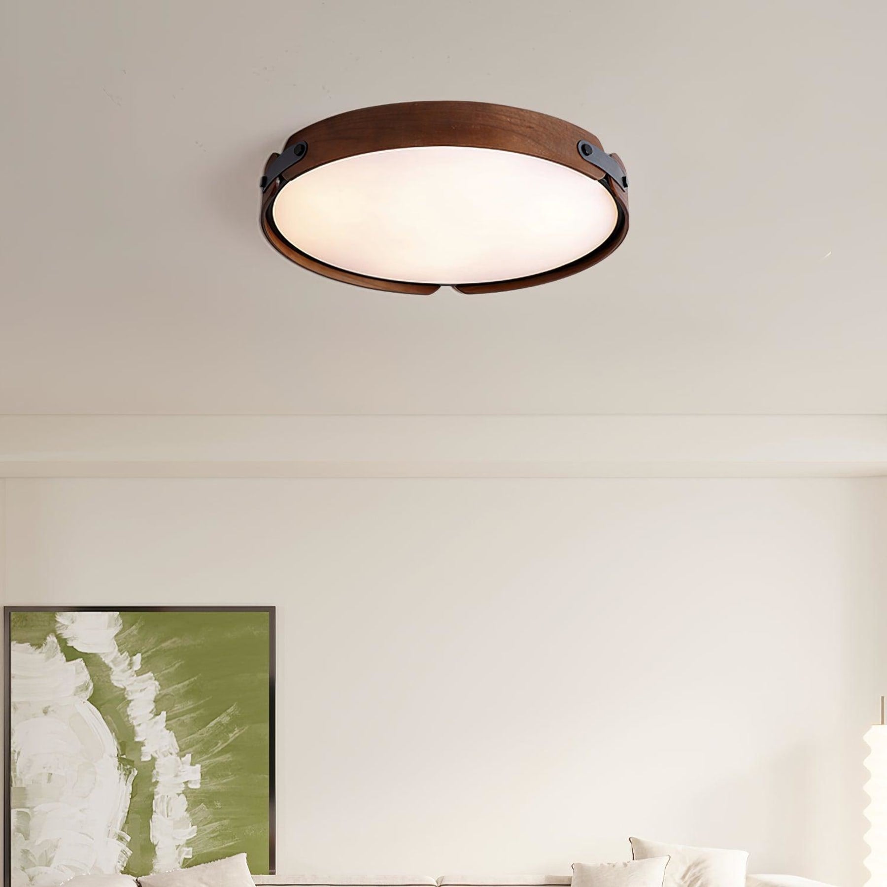 Scandinavian Wood Flush Mount Ceiling Light With Slim Low-Profile Design — Ashbury Home & Living