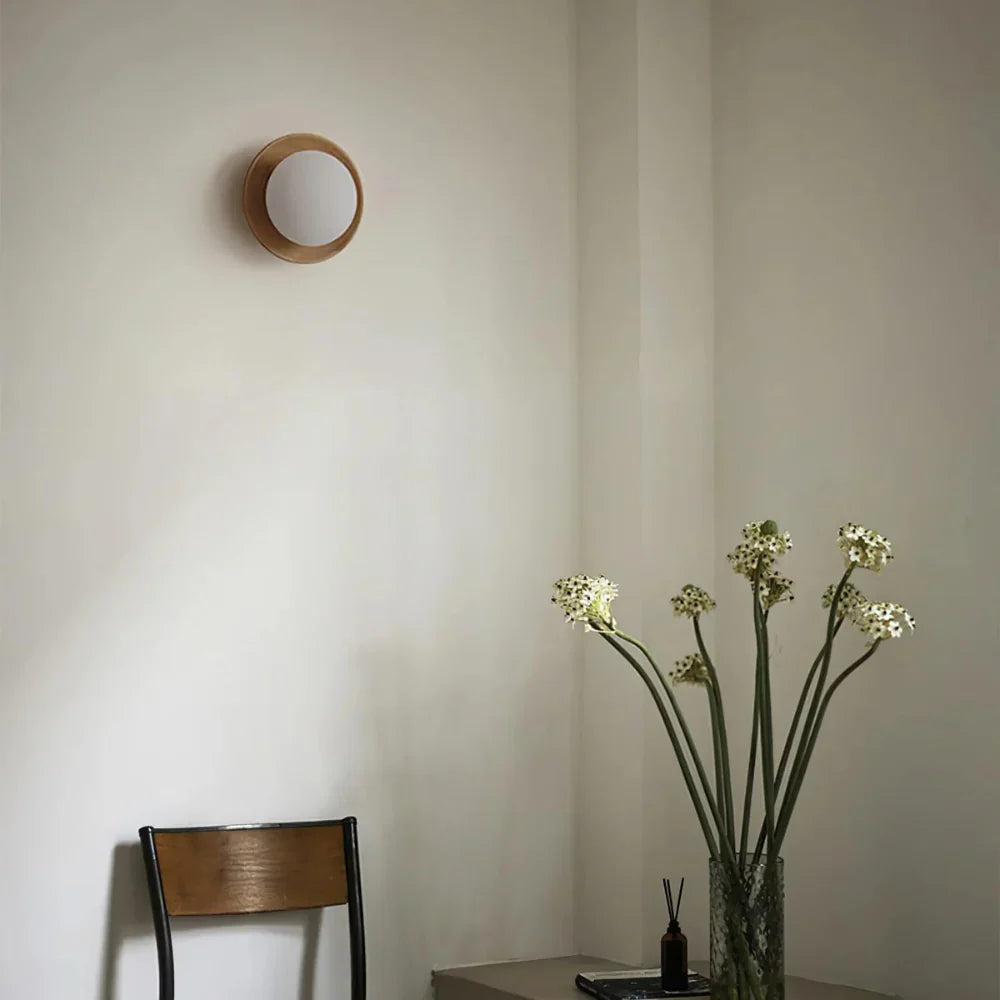 Nordic Natural Wood Wall Light LED Light With Globe Shade