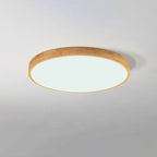 Nordic Solid Wood Round LED Flush Mount Ceiling Light With Ultra-Thin Profile
