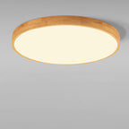 Solid Wood LED Ceiling Light Round Ultra Slim Flush Mount Ceiling Lamp Nordic Wooden Frame for Living Room and Bedroom