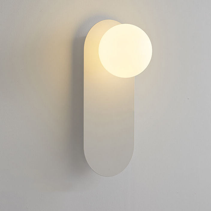 Nordic Wall Light Glass Globe Wall Sconce with Metal Ring Base Minimalist Bedside Wall Lamp for Bedroom | Hallway and Living Room