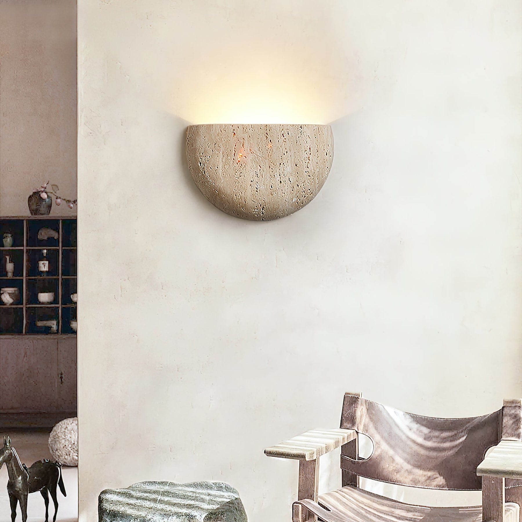 Modern Travertine Stone Wall Light for Living Room — Ashbury Home & Living