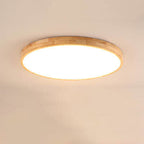 Nordic Solid Wood Round LED Flush Mount Ceiling Light With Ultra-Thin Profile