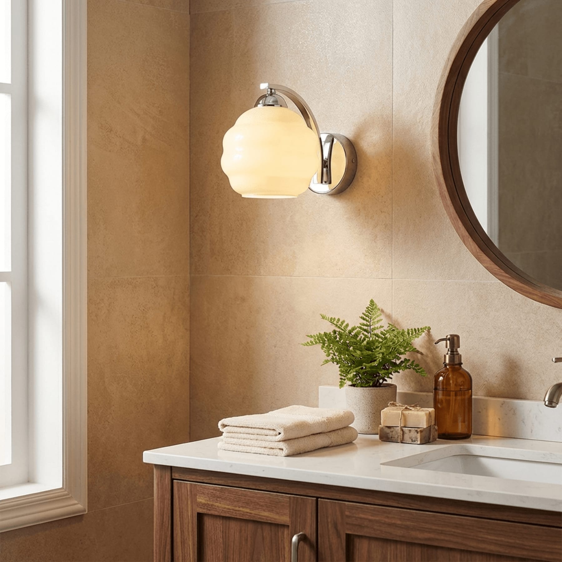 Contemporary Wrought Iron and Glass Wall Light With Warm LED Glow — Ashbury Home & Living