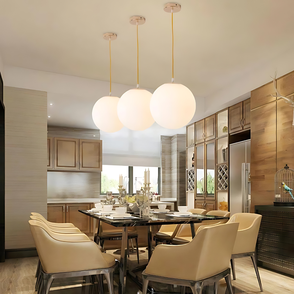 Globe Glass Pendant Light With Adjustable Cord