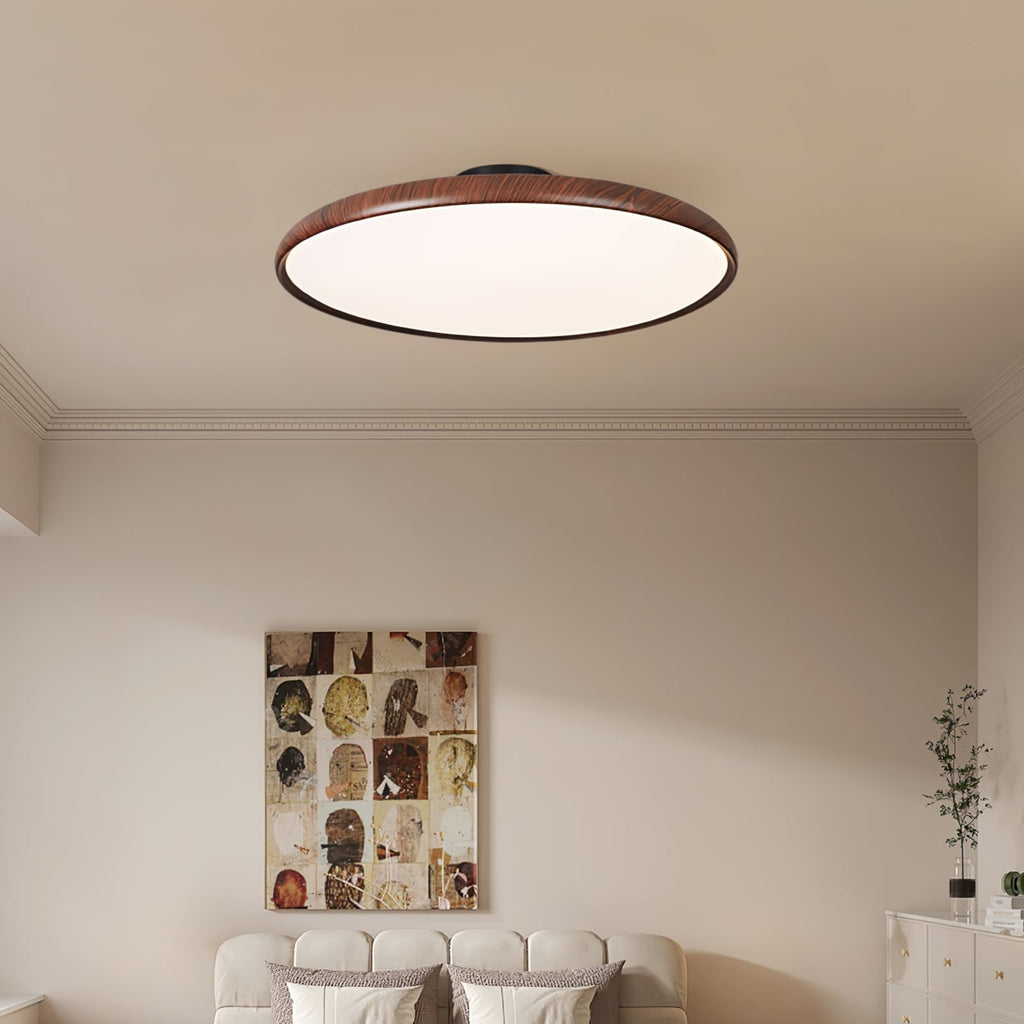 Scandinavian Wood-Effect Flush Mount Ceiling Light With Tri-Colour Glow — Ashbury Home & Living