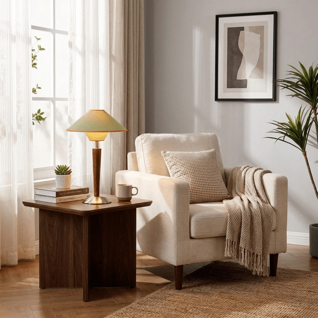 Modern Wood Table Lamp With Fabric Shade for Living Room — Ashbury Home & Living