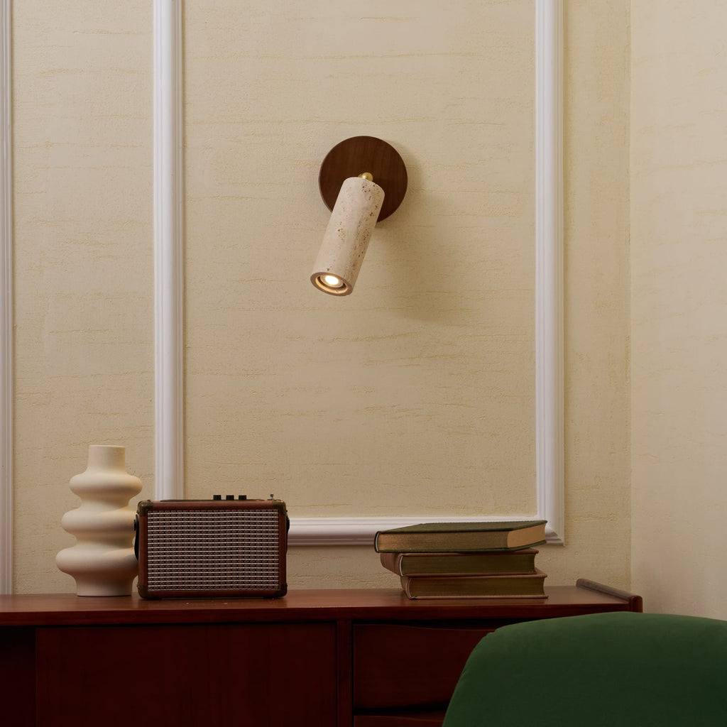 Modern Travertine Wall Light With Warm LED Glow — Ashbury Home & Living