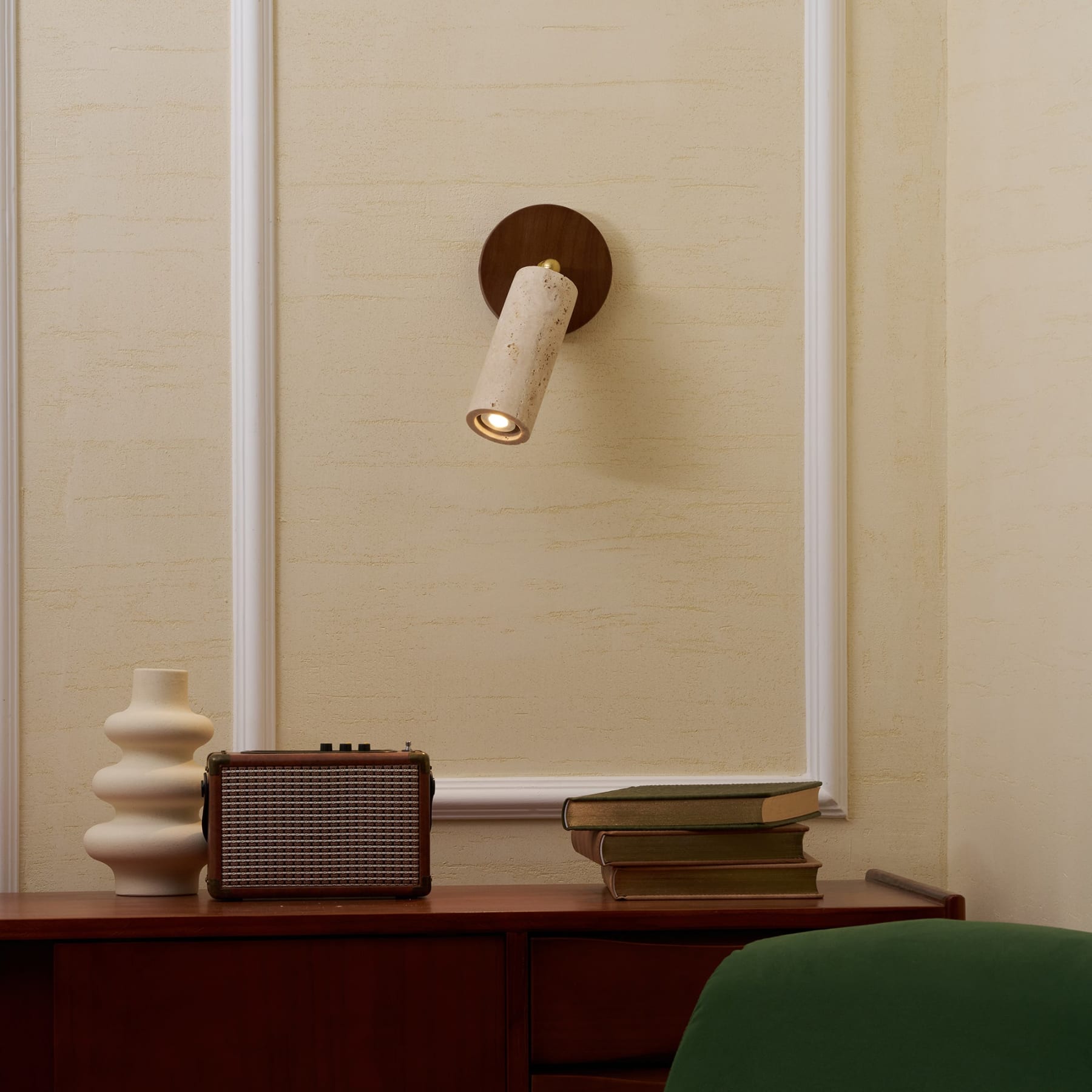 Modern Travertine Wall Light With Warm LED Glow — Ashbury Home & Living