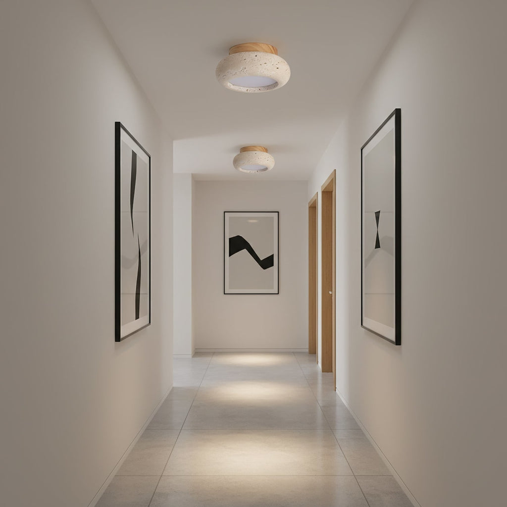 Minimalist Travertine Flush Mount Ceiling Light — Ashbury Home & Living