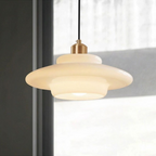 Art Deco Layered Glass Pendant Light With Dome Shade