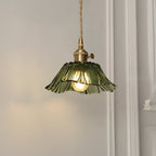 Retro Glass Pendant Light with Fluted Shade