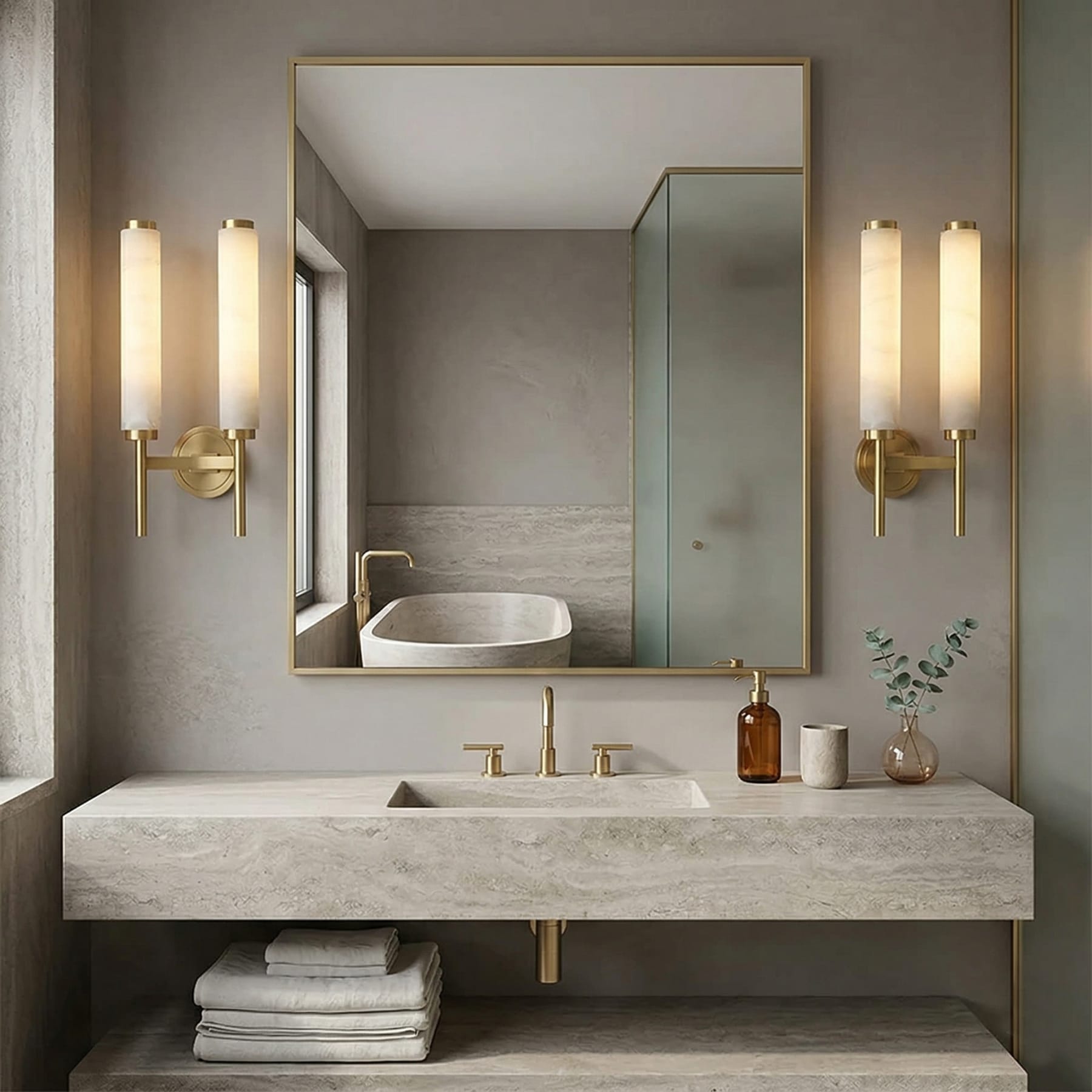 Modern Metal and Faux Alabaster Wall Light for Living Room — Ashbury Home & Living