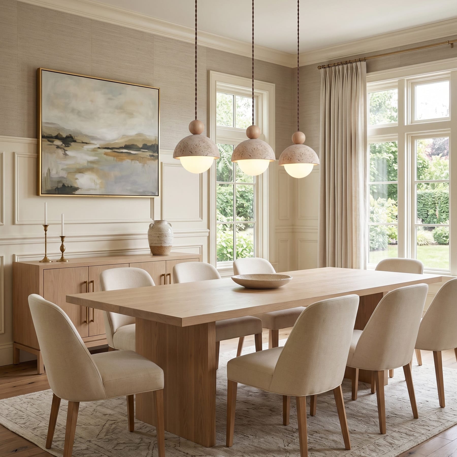 Contemporary Travertine Stone Pendant Light With Dimmable Glow — Ashbury Home & Living