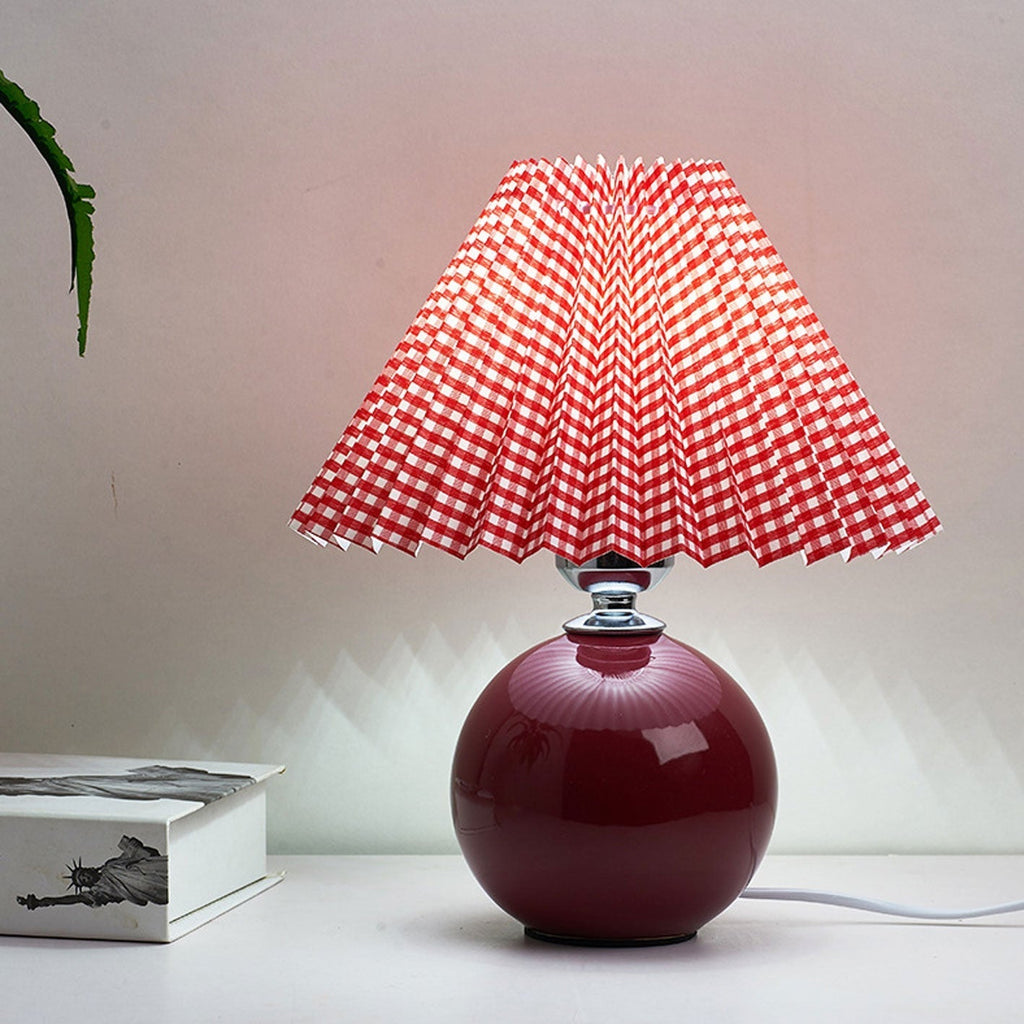 Nordic Ceramic Table Lamp With Pleated Fabric Shade