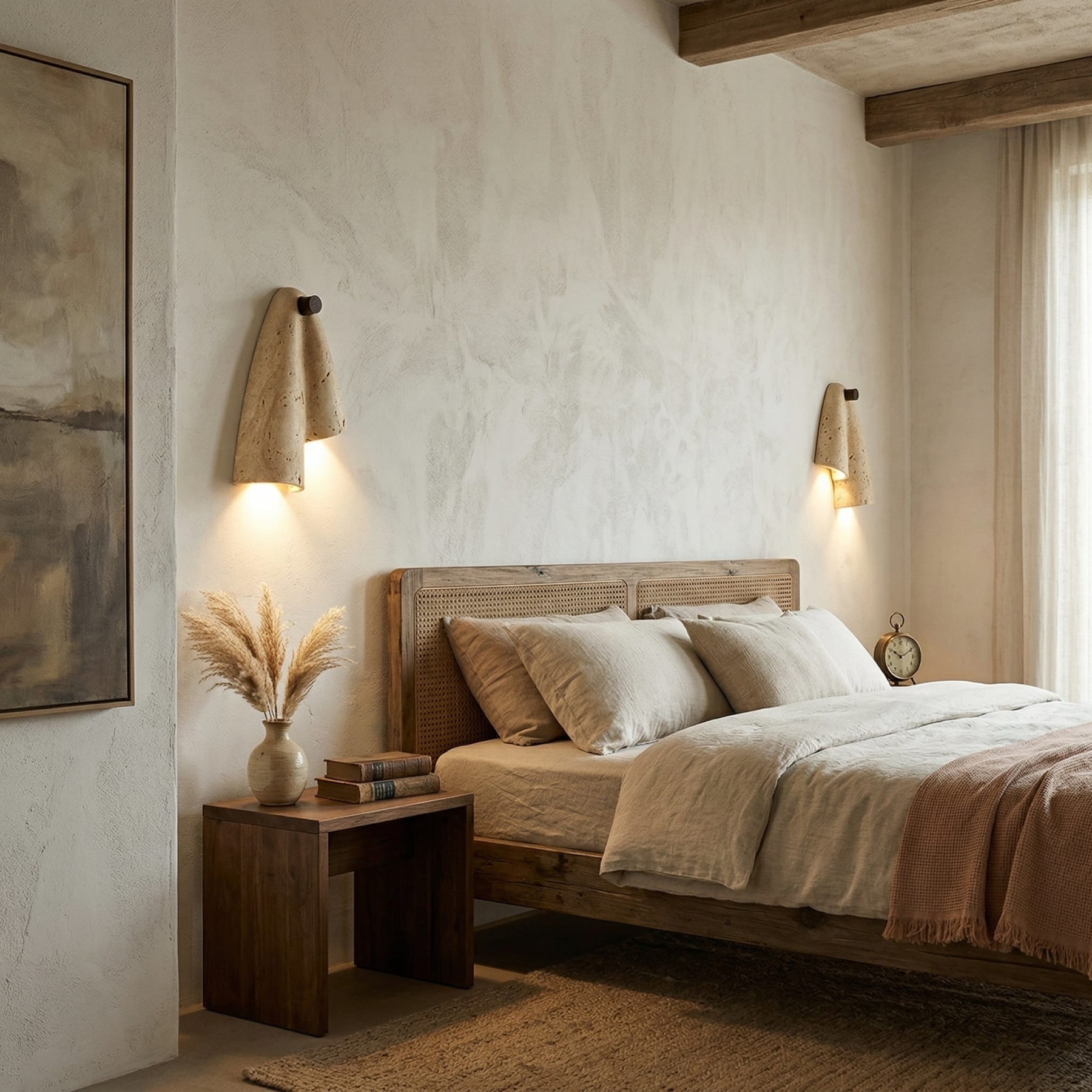 Modern Travertine Wall Light With Warm LED Glow — Ashbury Home & Living