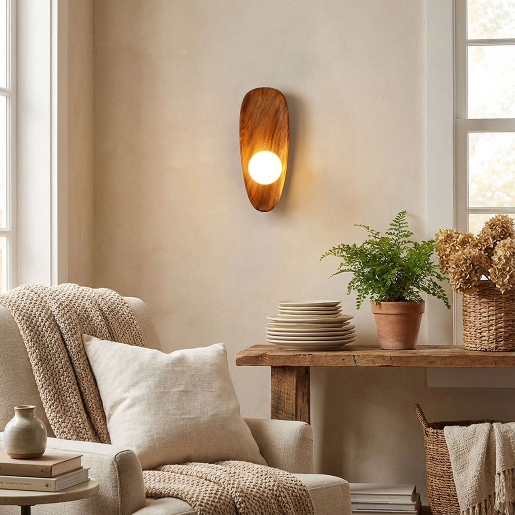 Modern Wood and Glass Wall Light for Living Room — Ashbury Home & Living