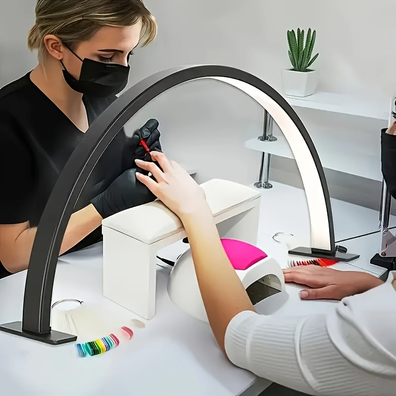 Crescent Moon LED Desk Lamp Adjustable Brightness and Colour Temperature Metal Arch Lamp USB Powered Light for Home Office | Study and Nail Art