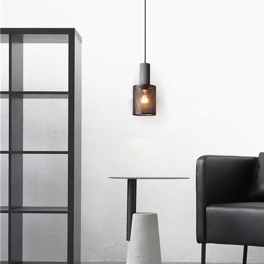 Industrial Concrete Pendant Light With Warm LED Glow — Ashbury Home & Living