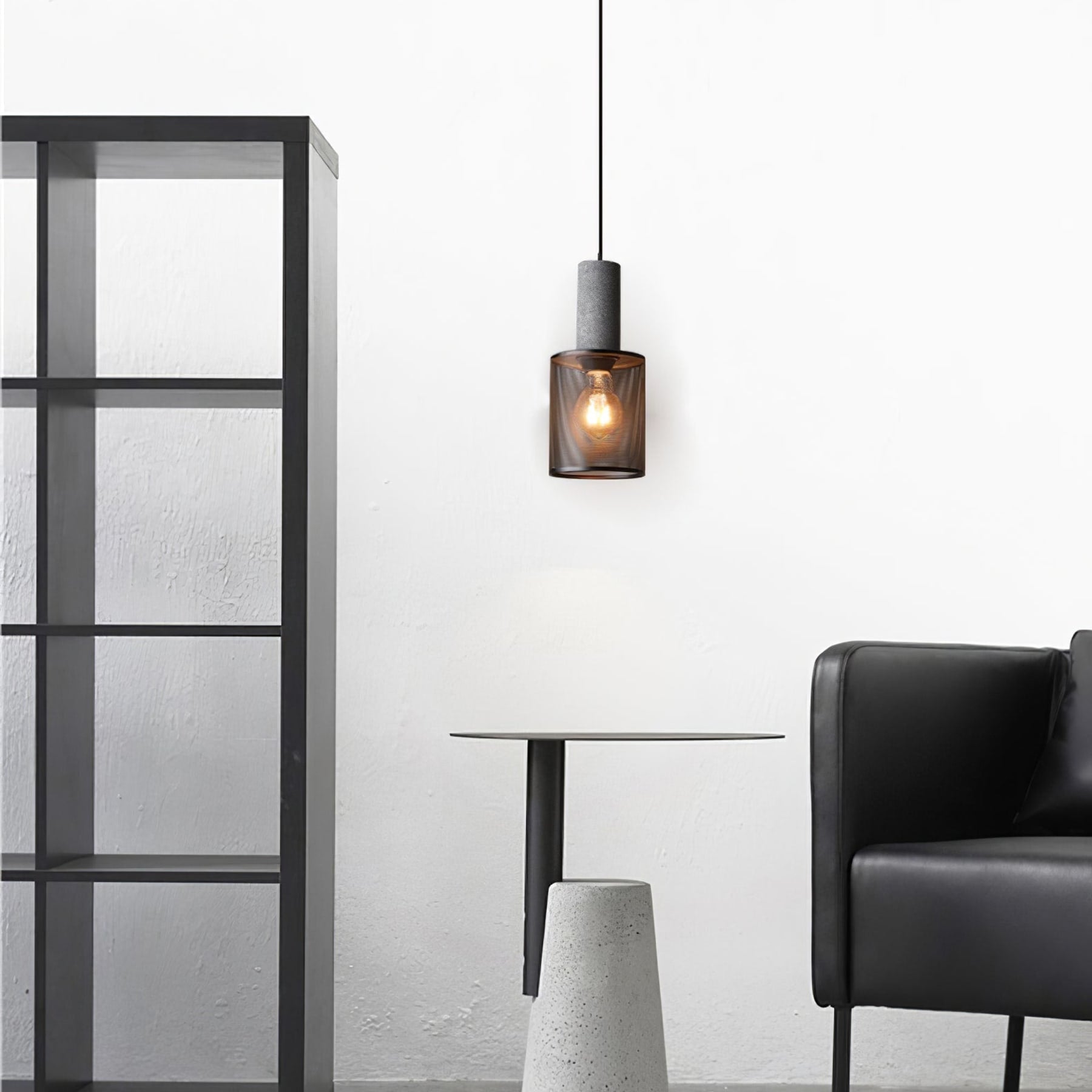 Industrial Concrete Pendant Light With Warm LED Glow — Ashbury Home & Living