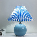 Nordic Ceramic Table Lamp With Pleated Fabric Shade