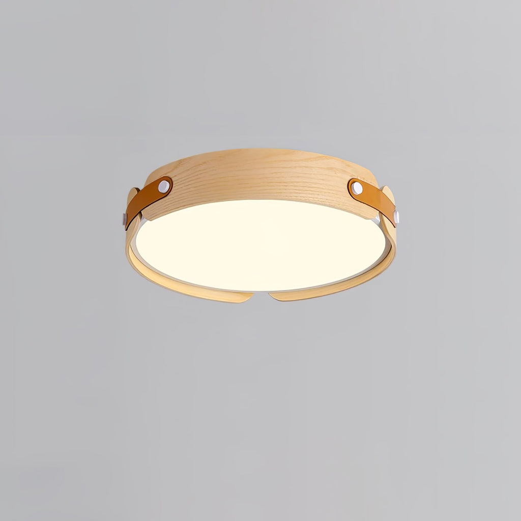 Scandinavian Wood Flush Mount Ceiling Light With Slim Low-Profile Design in Wood Colour — Ashbury Home & Living