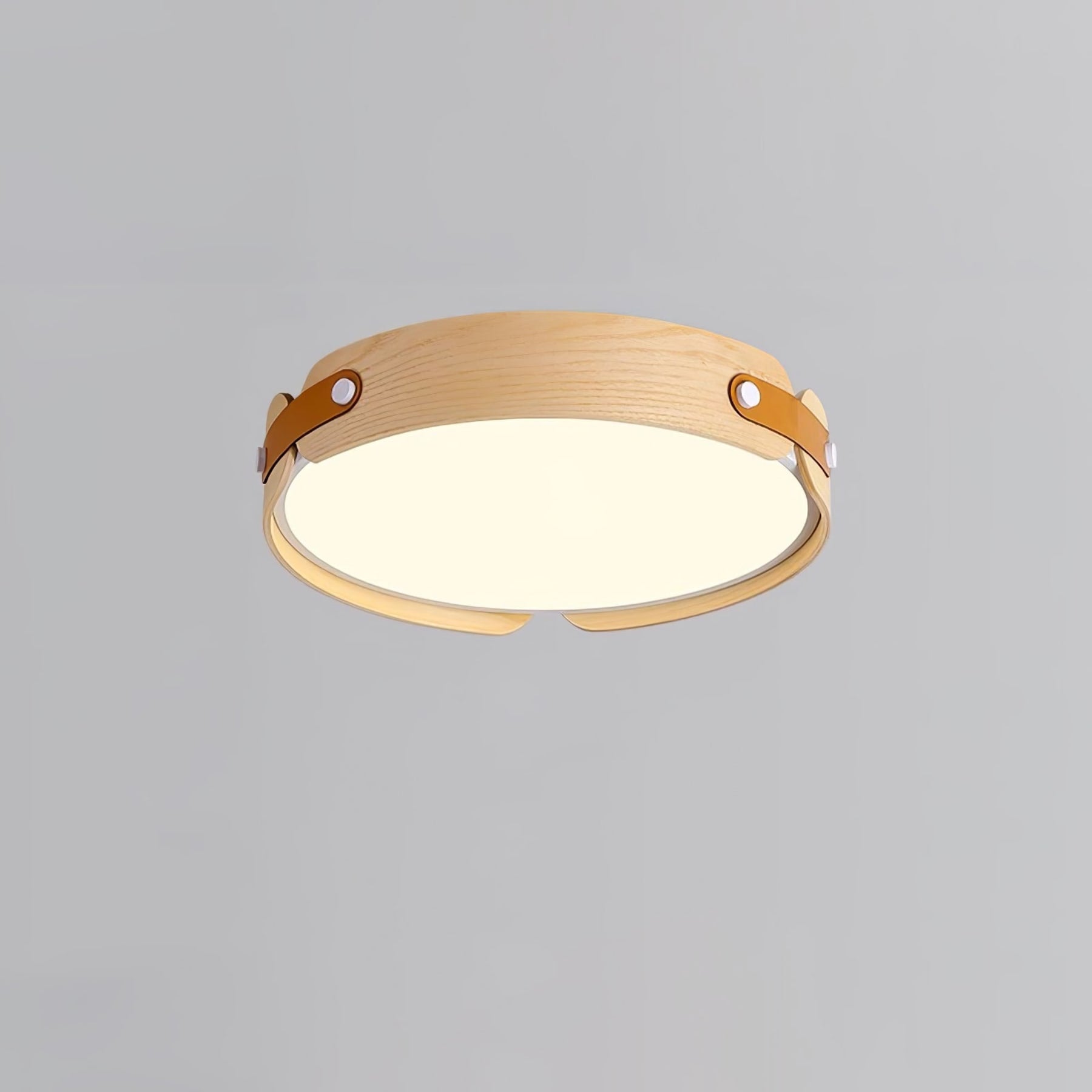 Scandinavian Wood Flush Mount Ceiling Light With Slim Low-Profile Design in Wood Colour — Ashbury Home & Living