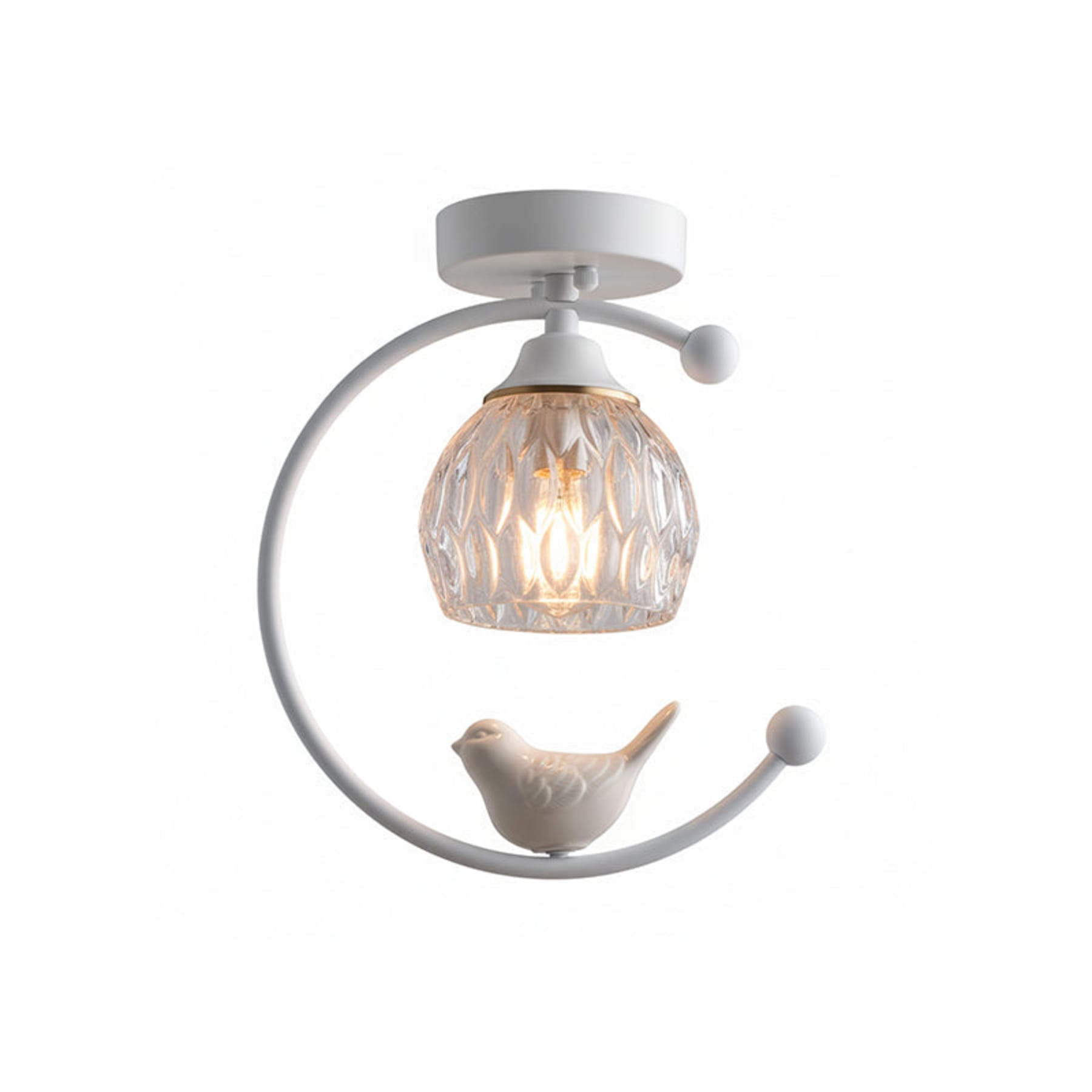 Contemporary Solid Brass Flush Mount Ceiling Light in White — Ashbury Home & Living
