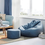 Bean Bag Chair Cover Linen Look Lazy Sofa Cover without Filling Removable Washable Teardrop Bean Bag Cover for Living Room | Bedroom and Playroom