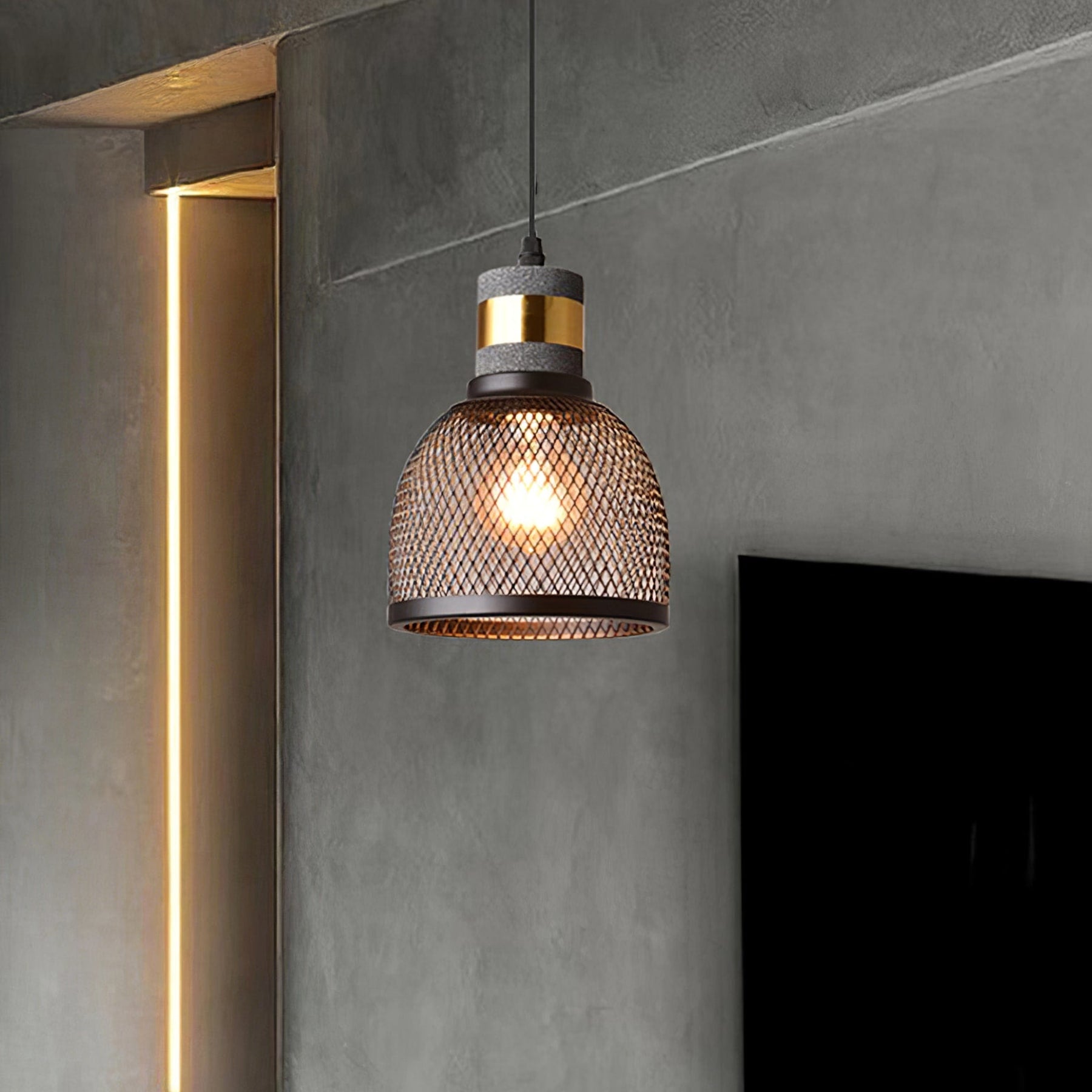 Industrial Concrete Pendant Light With Warm LED Glow — Ashbury Home & Living
