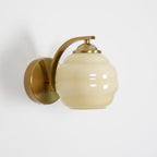 Contemporary Wrought Iron and Glass Wall Light With Warm LED Glow in Gold and Beige — Ashbury Home & Living