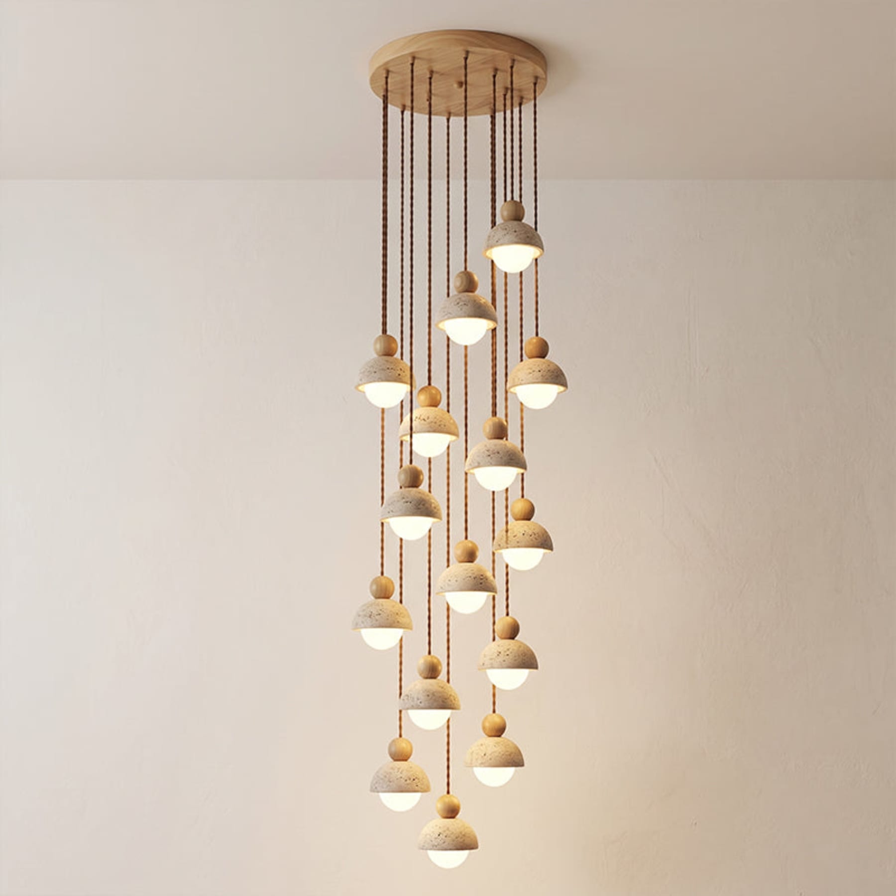 Contemporary Travertine Stone Pendant Light With Dimmable Glow — Ashbury Home & Living