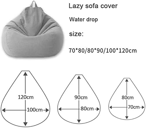 Bean Bag Chair Cover Linen Look Lazy Sofa Cover without Filling Removable Washable Teardrop Bean Bag Cover for Living Room | Bedroom and Playroom
