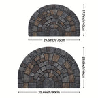 Half Moon Door Mat Non-Slip Mosaic Stone Effect Doormat Semicircle Polyester Entrance Mat for Indoor and Outdoor Use