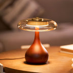 Contemporary Ash Wood And Brass Table Lamp With Glass Shade — Ashbury Home & Living