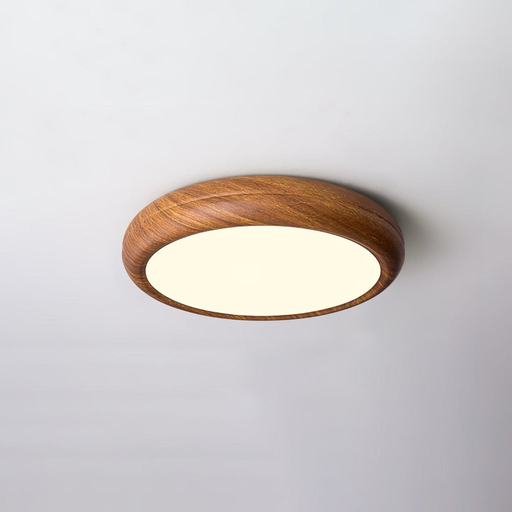 Scandinavian Wood Flush Mount Ceiling Light for Living Room in Walnut Wood Grain & White — Ashbury Home & Living